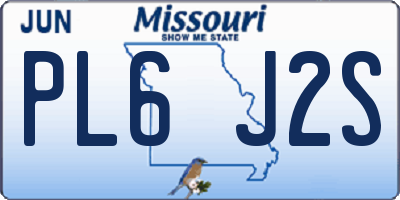 MO license plate PL6J2S