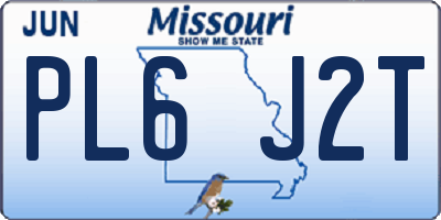 MO license plate PL6J2T