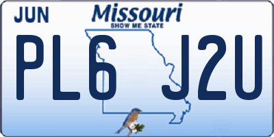 MO license plate PL6J2U