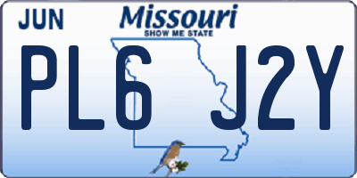 MO license plate PL6J2Y
