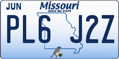 MO license plate PL6J2Z