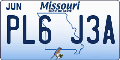 MO license plate PL6J3A