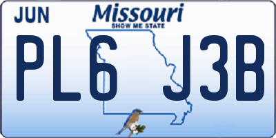 MO license plate PL6J3B