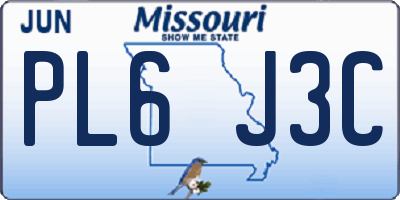 MO license plate PL6J3C