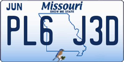 MO license plate PL6J3D