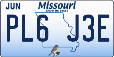 MO license plate PL6J3E