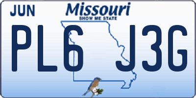 MO license plate PL6J3G