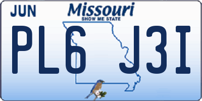 MO license plate PL6J3I