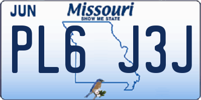 MO license plate PL6J3J