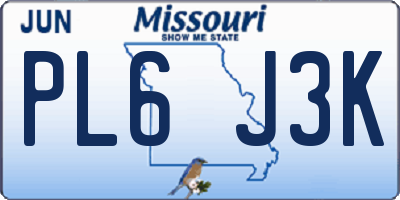 MO license plate PL6J3K