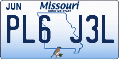 MO license plate PL6J3L