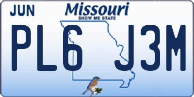 MO license plate PL6J3M