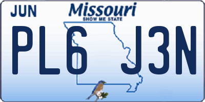 MO license plate PL6J3N