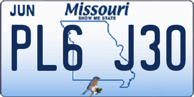 MO license plate PL6J3O