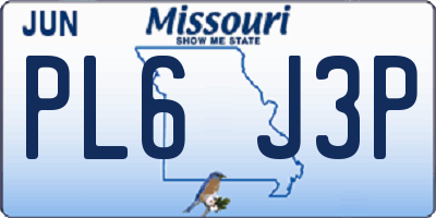 MO license plate PL6J3P