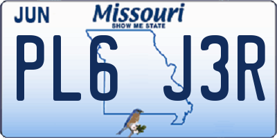 MO license plate PL6J3R