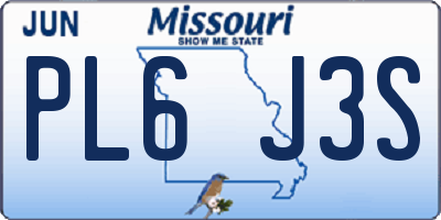 MO license plate PL6J3S