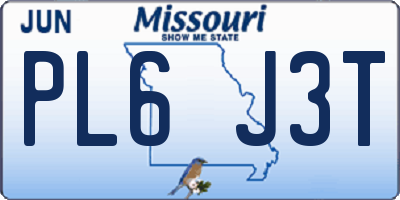 MO license plate PL6J3T