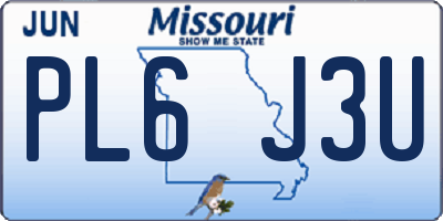 MO license plate PL6J3U