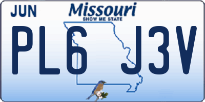 MO license plate PL6J3V