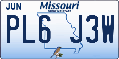 MO license plate PL6J3W