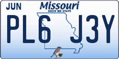 MO license plate PL6J3Y