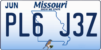 MO license plate PL6J3Z