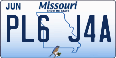 MO license plate PL6J4A