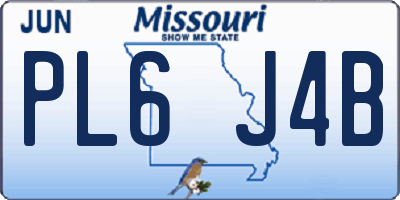 MO license plate PL6J4B