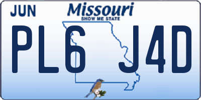 MO license plate PL6J4D