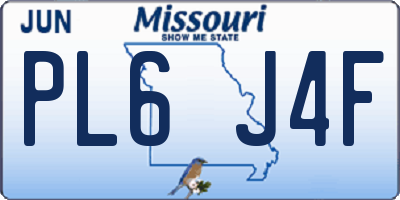 MO license plate PL6J4F