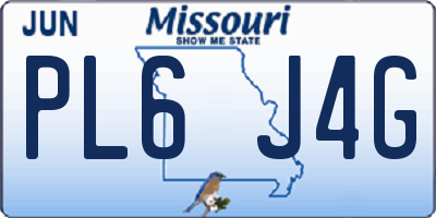 MO license plate PL6J4G