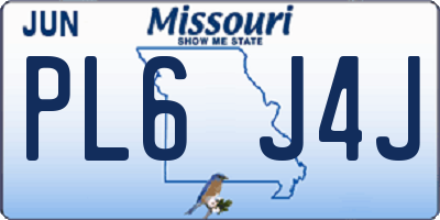 MO license plate PL6J4J