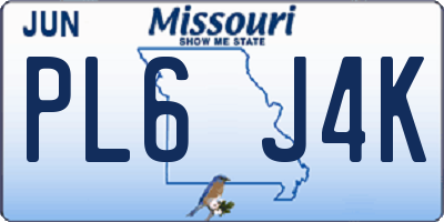 MO license plate PL6J4K