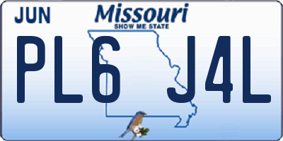 MO license plate PL6J4L