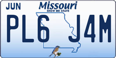 MO license plate PL6J4M