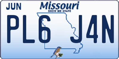 MO license plate PL6J4N