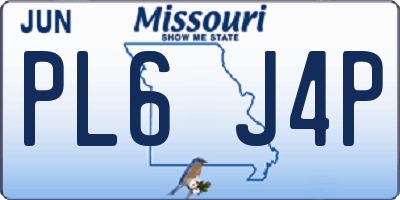 MO license plate PL6J4P