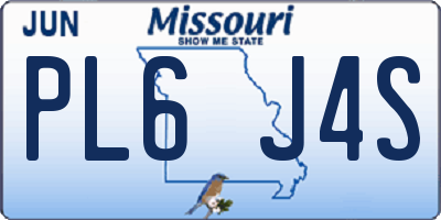 MO license plate PL6J4S