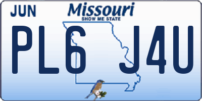 MO license plate PL6J4U