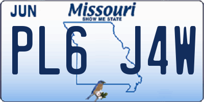 MO license plate PL6J4W