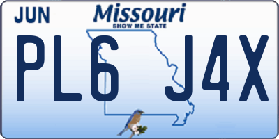 MO license plate PL6J4X