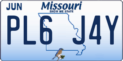 MO license plate PL6J4Y