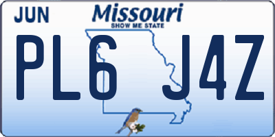 MO license plate PL6J4Z