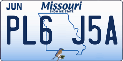 MO license plate PL6J5A
