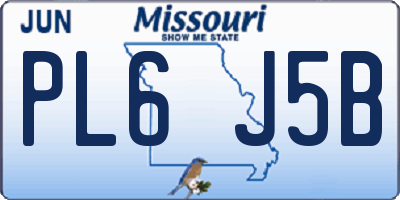 MO license plate PL6J5B