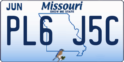 MO license plate PL6J5C
