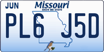 MO license plate PL6J5D