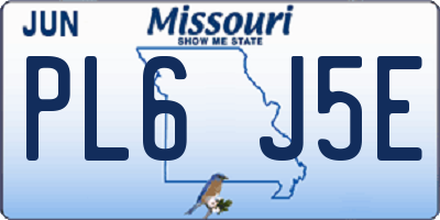 MO license plate PL6J5E