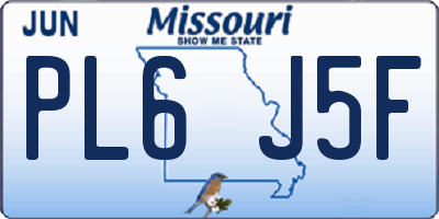 MO license plate PL6J5F
